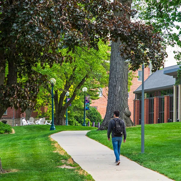 student on campus