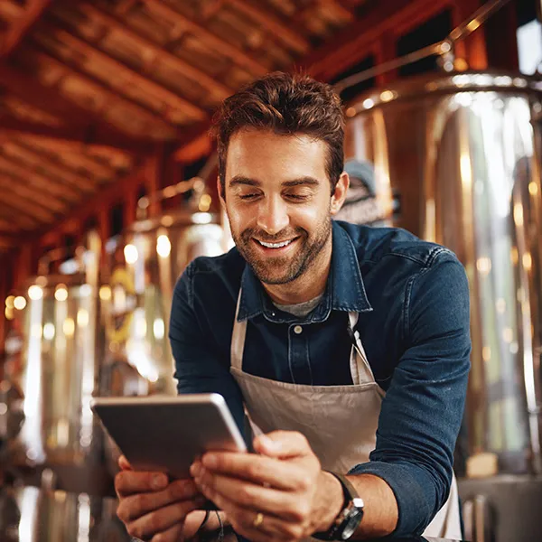 Business owner on tablet