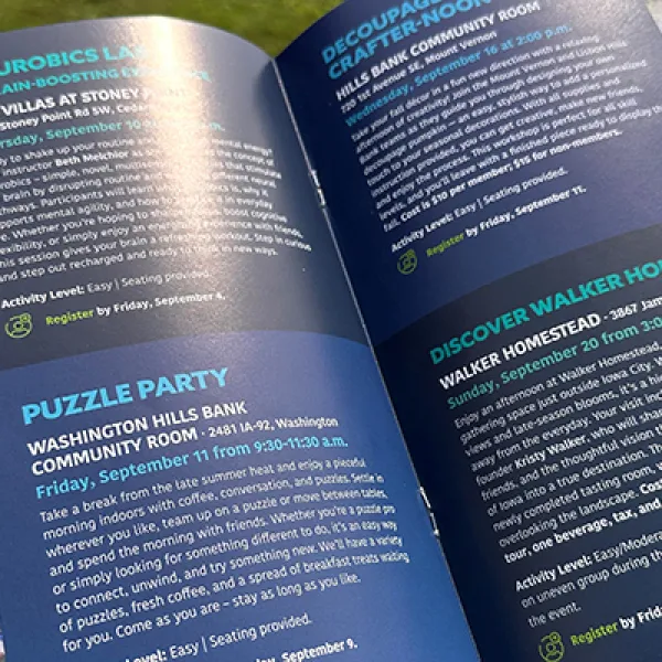 flipping through newsletter