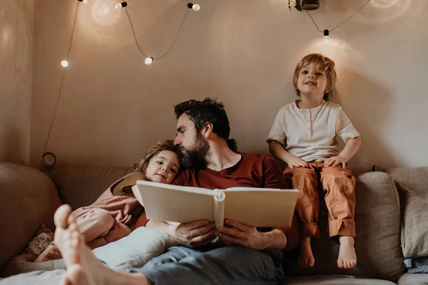 Dad with two young kids