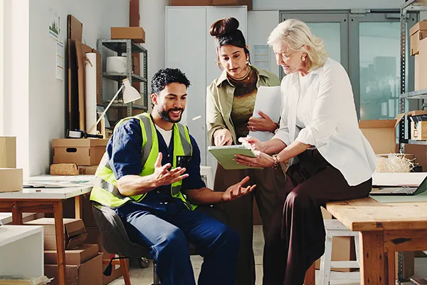 Group of employees talking