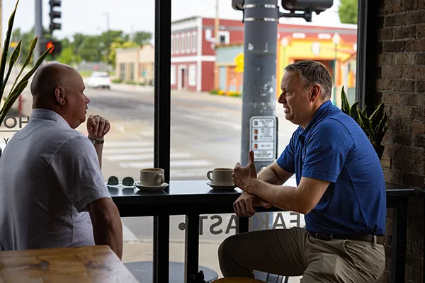 Banker talking to business owner