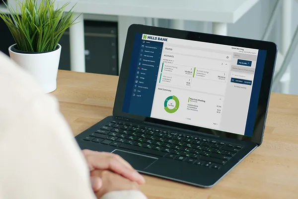 Business owner using online banking