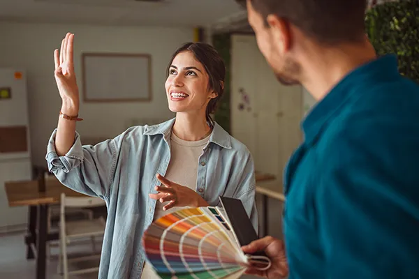 Couple picking paint colors