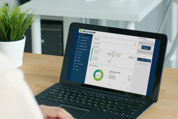 Laptop open to online banking