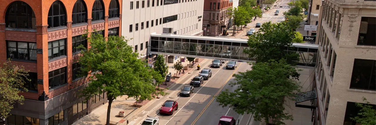 cedar rapids downtown aerial view